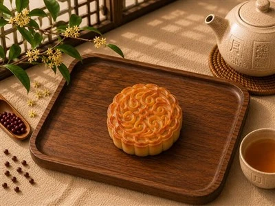 Mooncake Bil White Lotus Paste & Isfar tal-bajd Immellaħ